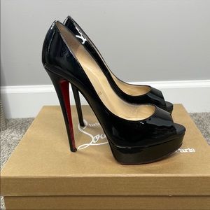 Christian Louboutin Lady Peep 150 Patent Black size 38.5